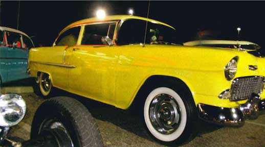 Yellow hotrod car