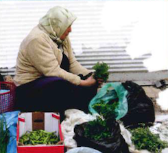 Woman selling vegetables through microcredit